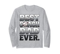 Best Coach Dad Ever Baseball Worn Print Long Sleeve T-Shirt