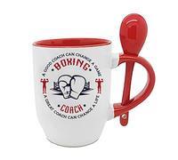 Best Coach Gift, Boxing Coach Gift, A Good Coach Can Change a Life, Boxing Game Gift Christmas Tea Cocoa Soup Daily use 11oz Inside Coloured with Spoon Coffee Mug. (Red)