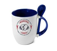 Best Coach Gift, Boxing Coach Gift, A Good Coach Can Change a Life, Boxing Game Gift Christmas Tea Cocoa Soup Daily use 11oz Inside Coloured with Spoon Coffee Mug. (Blue)