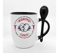 Best Coach Gift, Boxing Coach Gift, A Good Coach Can Change a Life, Boxing Game Gift Christmas Tea Cocoa Soup Daily use 11oz Inside Coloured with Spoon Coffee Mug. (Black)