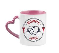 Best Coach Gift, Boxing Coach Gift, A Good Coach Can Change a Life, Boxing Game Gift Christmas Tea Cocoa Soup Daily use Mug 11oz Ceramic Heart Handle Coffee Mug. (Pink)