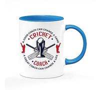 Best Coach Gift, Cricket Coach Gift, A Good Coach Can Change a Life, Cricket Game Gift Christmas Coffee Tea Cocoa Soup Daily use 11oz Inside Coloured Ceramic Cup Mug. (Blue)