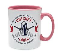 Best Coach Gift, Cricket Coach Gift, A Good Coach Can Change a Life, Cricket Game Gift Christmas Coffee Tea Cocoa Soup Daily use 11oz Inside Coloured Ceramic Cup Mug. (Pink)