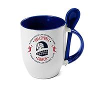 Best Coach Gift, Volleyball Coach Gift, A Good Coach Can Change a Life, Christmas, Volleyball Game Gift Tea Cocoa Soup Daily use 11oz Inside Coloured with Spoon Coffee Mug. (Blue)