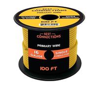 BEST CONNECTIONS Automotive Primary Wire - 100ft (Various Color Options) | Ideal for Trailer, Speaker, and Lighting Circuits | Durable Primary/Remote, Power/Ground Electrical Wiring (16 Gauge, Yellow)