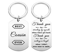 Best Cousin Ever Keychain Gifts, Thank You Gift for Cousins, Birthday Jewelry Present for Boys Girls, Friendship Keyring for Her Him, Double Sided
