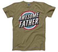 Best Dad Awesome Father Superhero - Mens T-Shirt - Father's Day Best Dad Ever Funny Gift Birthday Christmas M Khaki