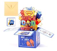 Best Dad Card Pop Up Card for Dad, Father's Day 3D Gifts Card, Premium Durable 3D Creative Pop up Gift Box for Daddy Gift Mum And Dad Anniversary Birthday