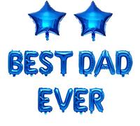 Best Dad Ever Balloons Banner with Star Balloons, Father’s Day Party Decorations Hanging Foil Golden Balloons Letter Blue
