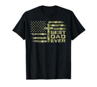 Best Dad Ever Camo Cross American Flag Christian Father T-Shirt