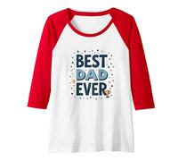 Best Dad Ever: Celebratory Father's Day Trophy Design Raglan Baseball Tee, Women, Red/White, XL
