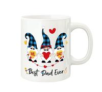 Best Dad Ever Father's Day Gnome Coffee Mug, Blue We Love Dad Gnomes Cup Ceramic Coffee Mug for Dad, Unique Birthday Christmas Father's Day Gifts from Daughter and Son, White 11 Oz
