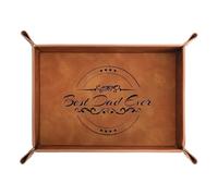 Best Dad Ever Gifts PU Leather Valet Tray, Key Tray for Dad Who Wants Nothing, Unique Father's Presents from Daughter Son, Small