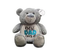 "Best Dad Ever" Grey Teddy Bear Gift - Soft & Cuddly Plush for Father's Day, Birthday, Christmas - Perfect Present for Dad, Grandad, New Fathers - From Son or Daughter - 30cm when sat