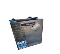 Best Dad Ever Luxury Gift or Bottle Bag Fathers Day Birthday Gift Wrapping With Top Hat Gift Tag Black Blue White 3 Sizes - Medium, Large, Bottle or All 3 (Medium Bag)
