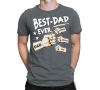 Best Dad Ever Personalised Fathers Day T Shirt Birthday Novelty Gift Tee Top #FD #V #TA-58 Charcoal M