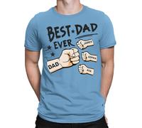 Best Dad Ever Personalised Fathers Day T Shirt Birthday Novelty Gift Tee Top #FD #V #TA-58 Light Blue M