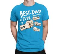 Best Dad Ever Personalised Fathers Day T Shirt Birthday Novelty Gift Tee Top #FD #V #TA-58 Sapphire M