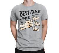 Best Dad Ever Personalised Fathers Day T Shirt Birthday Novelty Gift Tee Top #FD #V #TA-58 Sports Grey M