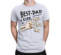 Best Dad Ever Personalised Fathers Day T Shirt Birthday Novelty Gift Tee Top #FD #V #TA-58 White M