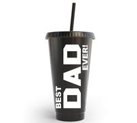 Best Dad Ever Personlaized Tumbler 24oz Cold Cup Fathers Day Custom Name - with Lid and Straw for Water, Iced Tea, Coffee, Smoothies, and More