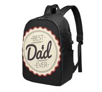 Best Dad Ever Travel Notebook Backpack-Large-Capacity Waterproof Polyester Backpack With Usb Interface And Headphone Cable Hole, Multifunctional Ergonomic Backpack Suitable For School Outdoor Travel.