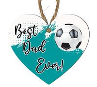 "Best Dad Ever" Turquoise Heart Plaque, Football Tribute, Vibrant Father's Day & Birthday Gift, Perfect for Home or Office Decor - Size 10cm x 9cm