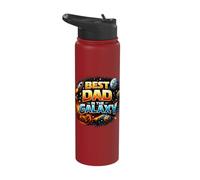 Best Dad in the Galaxy Funny Space Rocket Father’s Day Stainless Steel Insulated Water Bottle