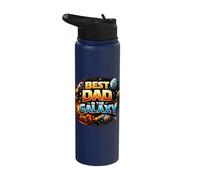 Best Dad in the Galaxy Funny Space Rocket Father’s Day Stainless Steel Insulated Water Bottle