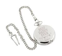 Best Daddy Ever Design Personalised with Name Silver Finish Roman Numerals Quartz Action Pocket Watch Presented in a Gift Box