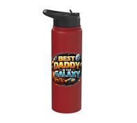 Best Daddy in the Galaxy Funny Space Rocket Father’s Day Stainless Steel Insulated Water Bottle