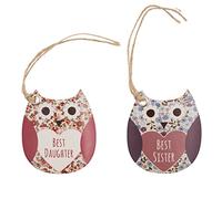 Best Daughter Gift Tag & Best Sister Gift Tag - set of 2 Owl Design Tags