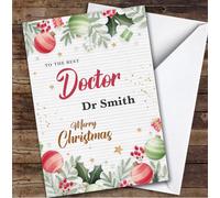 Best Doctor Floral Custom Greeting Personalised Christmas Card | Christmas Card | Any Relation Xmas Card