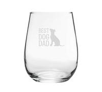 Best Dog Dad - Engraved Novelty Stemless Wine Gin Tumbler Glass | Dog Dad Gifts, Dog Owner Drinkware Gift, Wine Glasses for Men, Cocktail Cup