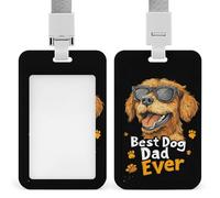 Best Dog Dad Ever ID Badge Holder Name Card Holders Photocard Case with Lanyard for Teacher Nurse Office