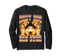 Best Dog Dad Ever Siberian Husky Father's Day 90s Bootleg Long Sleeve T-Shirt