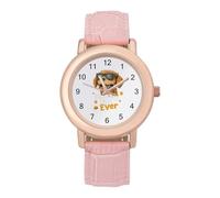 Best Dog Dad Ever Women's Wrist Watches Leather Strap Watch Ladies Three-Hand Round Case Watches