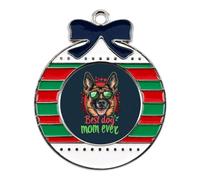 Best Dog Mom Ever Christmas Pendants Xmas Tree Alloy Decorative Hanging Ornaments for Holiday Home Party Circular