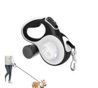 Best Dog Supplies 4-in-1 Anti Pull Retractable Dog Leash 26ft/8Meter Long with Flashlight and Poop Bag Dispenser for Medium Large Dogs - White