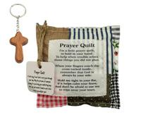 Best Encouraged and Blessed Gift Prayer Quilt with Cross Inside, 2025 New Vintage Handmade Mini Quilts Squares, Sew Individually Symbolism Poems Colorful Squares for Pastor Appreciation(P)