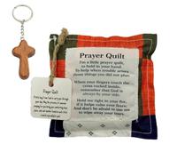 Best Encouraged and Blessed Gift Prayer Quilt with Cross Inside, 2025 New Vintage Handmade Mini Quilts Squares, Sew Individually Symbolism Poems Colorful Squares for Pastor Appreciation(X)