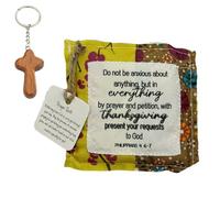 Best Encouraged and Blessed Gift Prayer Quilt with Cross Inside, 2025 New Vintage Handmade Mini Quilts Squares, Sew Individually Symbolism Poems Colorful Squares for Pastor Appreciation(W)