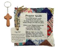 Best Encouraged and Blessed Gift Prayer Quilt with Cross Inside, 2025 New Vintage Handmade Mini Quilts Squares, Sew Individually Symbolism Poems Colorful Squares for Pastor Appreciation(R)