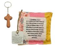 Best Encouraged and Blessed Gift Prayer Quilt with Cross Inside, 2025 New Vintage Handmade Mini Quilts Squares, Sew Individually Symbolism Poems Colorful Squares for Pastor Appreciation(A)
