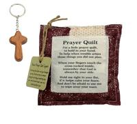 Best Encouraged and Blessed Gift Prayer Quilt with Cross Inside, 2025 New Vintage Handmade Mini Quilts Squares, Sew Individually Symbolism Poems Colorful Squares for Pastor Appreciation(Q)