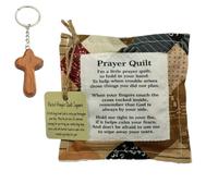 Best Encouraged and Blessed Gift Prayer Quilt with Cross Inside, 2025 New Vintage Handmade Mini Quilts Squares, Sew Individually Symbolism Poems Colorful Squares for Pastor Appreciation(T)