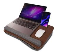 Best For Laptop Tray with Solid Foam Cushion.Tablet,Phone Holder, Carry Handle,Two Pockets,Wood Grain Effect,Lightweight,Travel, Home Office, Crafting, Use in Bed,Sofa, Fits up to 16.5" Wide Computer