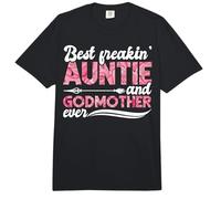 Best Freakin' Auntie and Godmother Ever Floral Rose Comfort Colors Adult Heavyweight T-Shirt