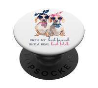 Best Friend Bad Bitch Dachshund Dog Humor Sunglasses PopSockets Adhesive PopGrip