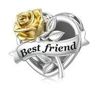 Best Friend Bead for Pandora Love Heart Rose Bead Women